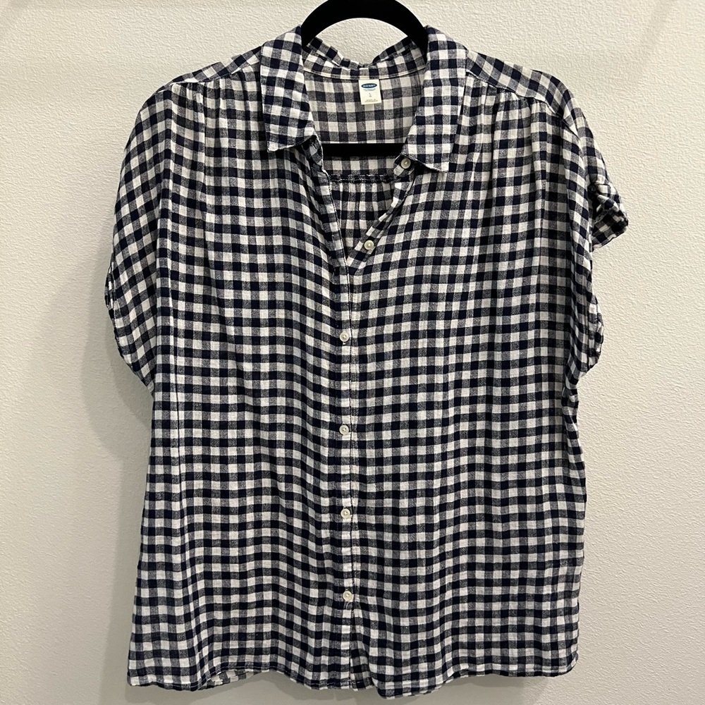 Old Navy White/Navy Plaid Shirt